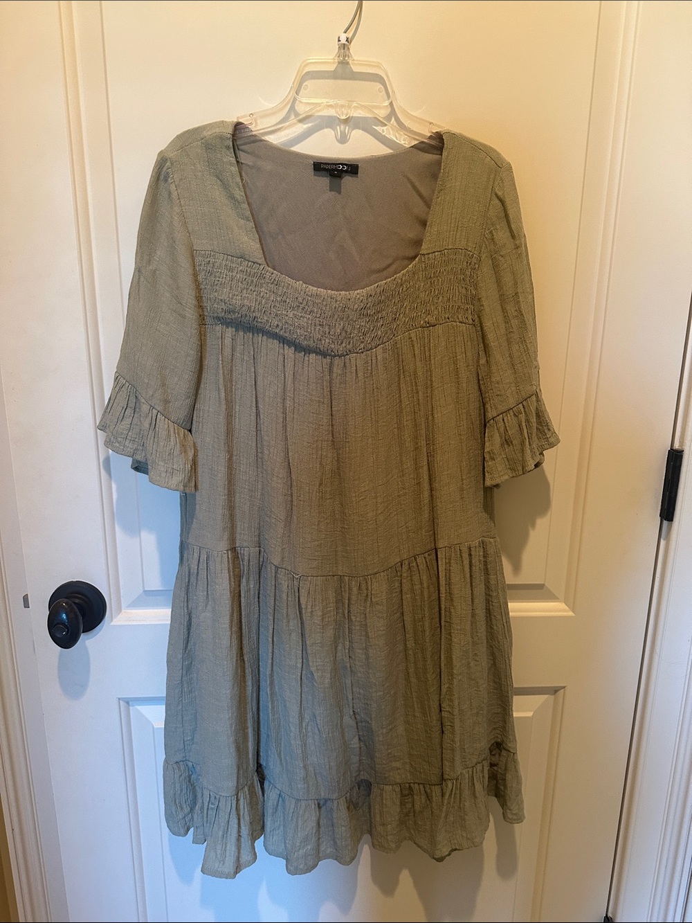 Papermoon Olive Green Smocked Yoke Ruffle Tunic